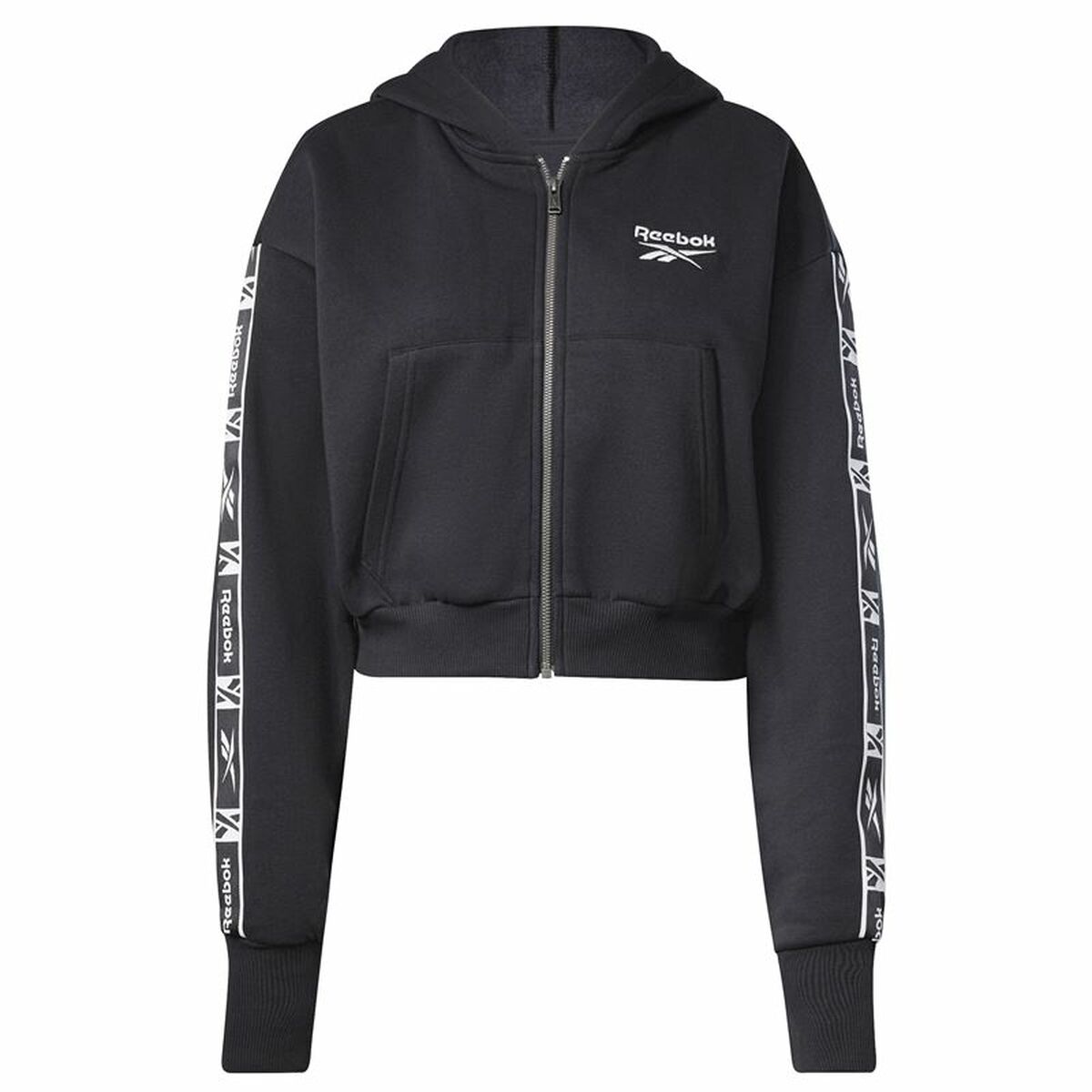 Women's Sports Jacket Reebok Tape Pack Full Zip Black L