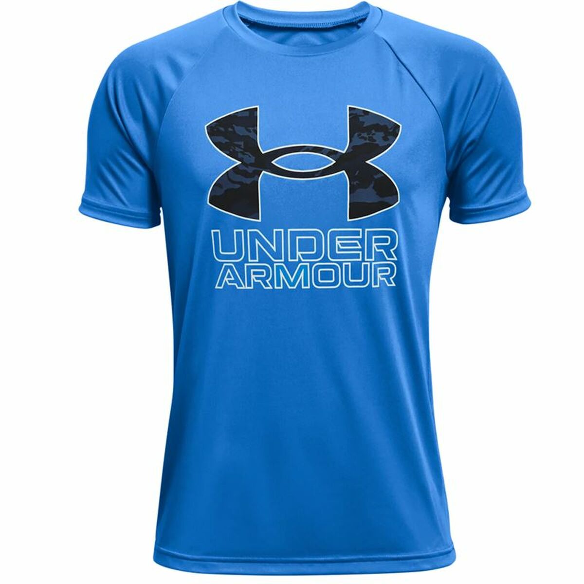 Children’s Short Sleeve T-Shirt Under Armour Tech Hybrid Blue L