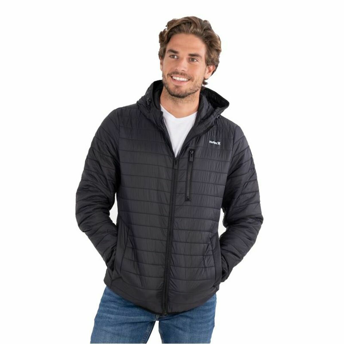 Men's Sports Jacket Hurley  Balsam Quilted Packable Black L