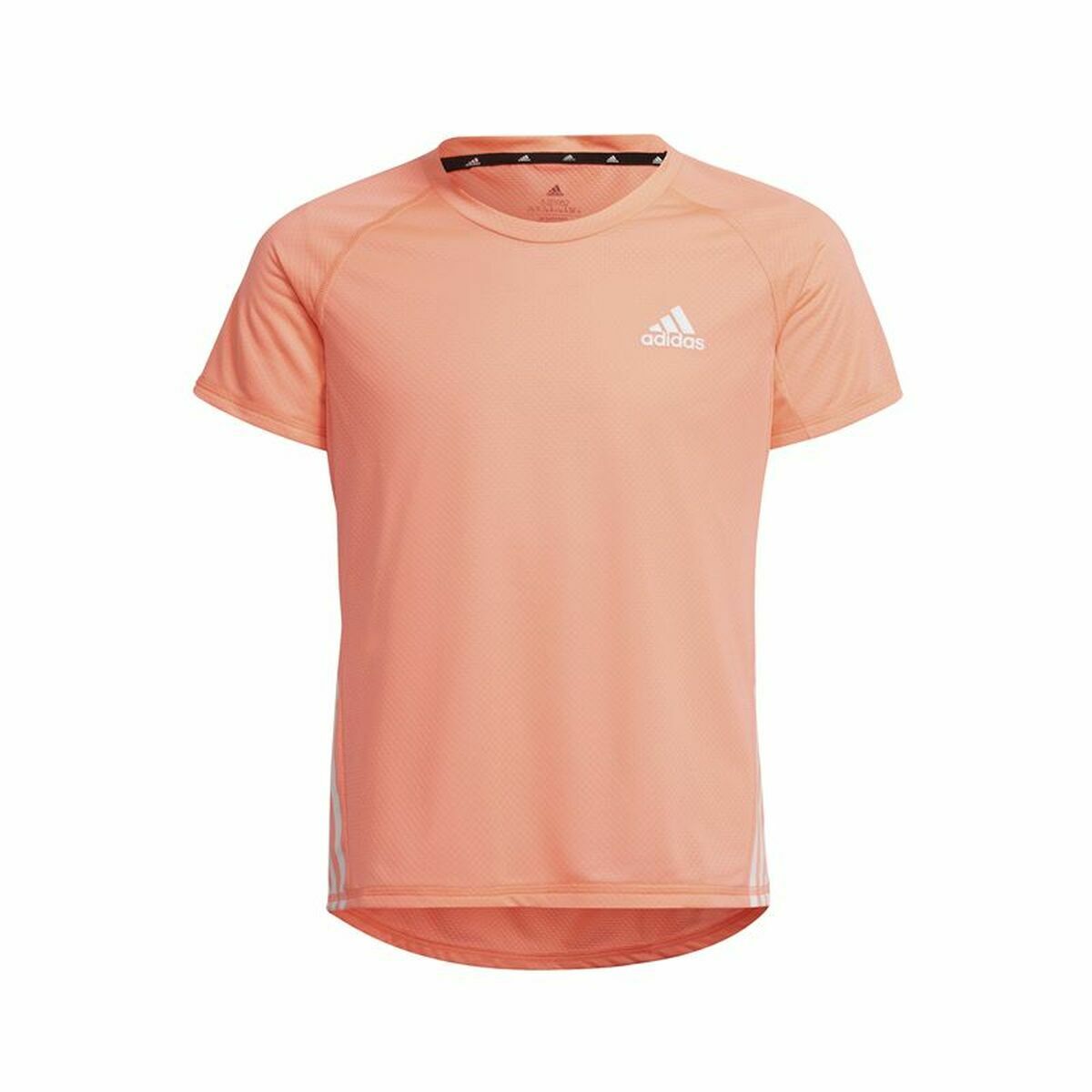 Child's Short Sleeve T-Shirt Adidas Aeroready Three Stripes Salmon 9-10 Years