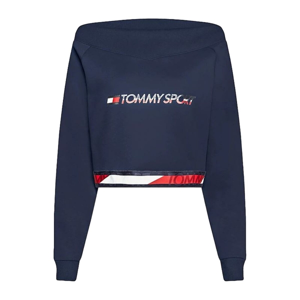 Women’s Sweatshirt without Hood Tommy Hilfiger Crop V Neck Dark blue S