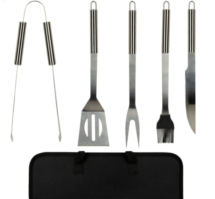Barbecue utensils Aktive Silicone Stainless steel 12 Units 7,5 x 35 x 1,9 cm (5 Pieces)