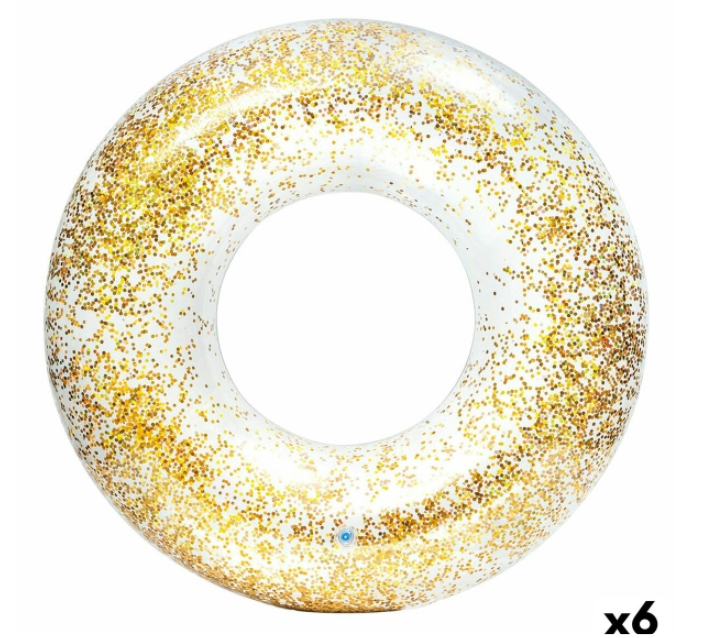 Inflatable Floating Doughnut Intex Transparent Glitter Ø 119 cm (6 Units)