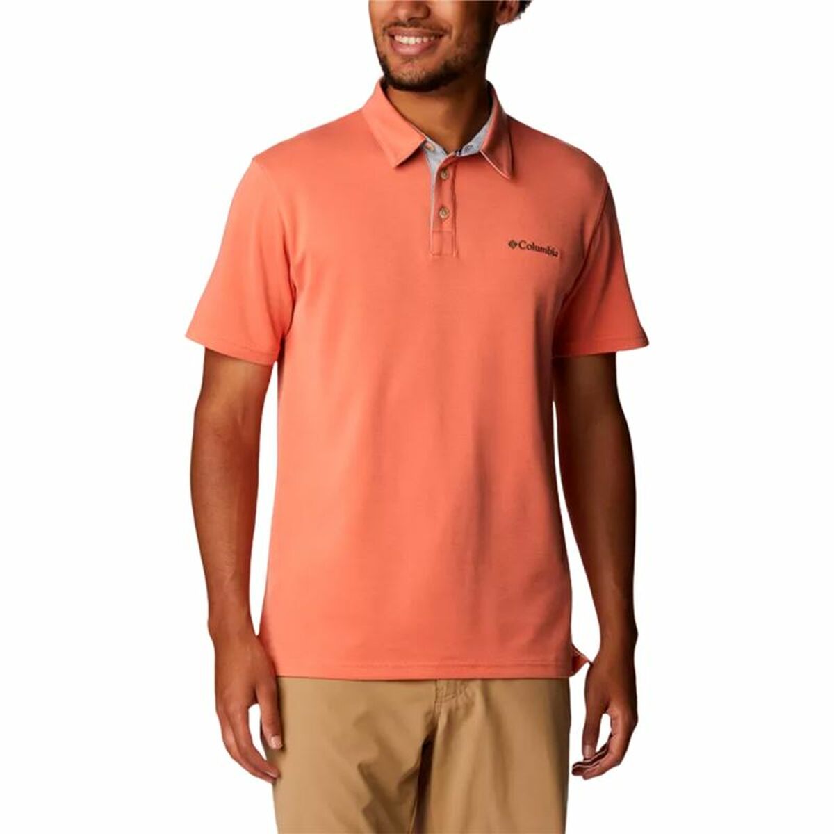 Men’s Short Sleeve Polo Shirt Columbia Nelson Point™ Coral 3XL